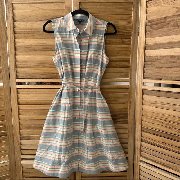 Brooks Brothers Dresses & Skirts - NWT_ Brooks Brothers Shirt Dress Stripe Pastel Sleeveless size 4